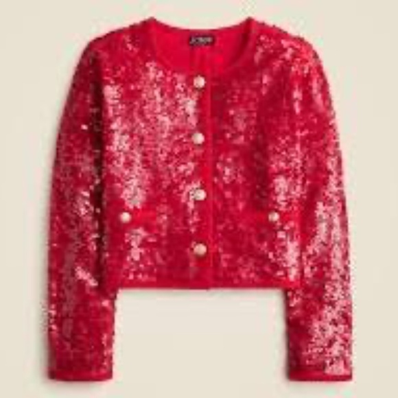 J Crew Red Mariner Jersey Lady Jacket with Sequins CF475 size XS NWT - Picture 2 of 2
